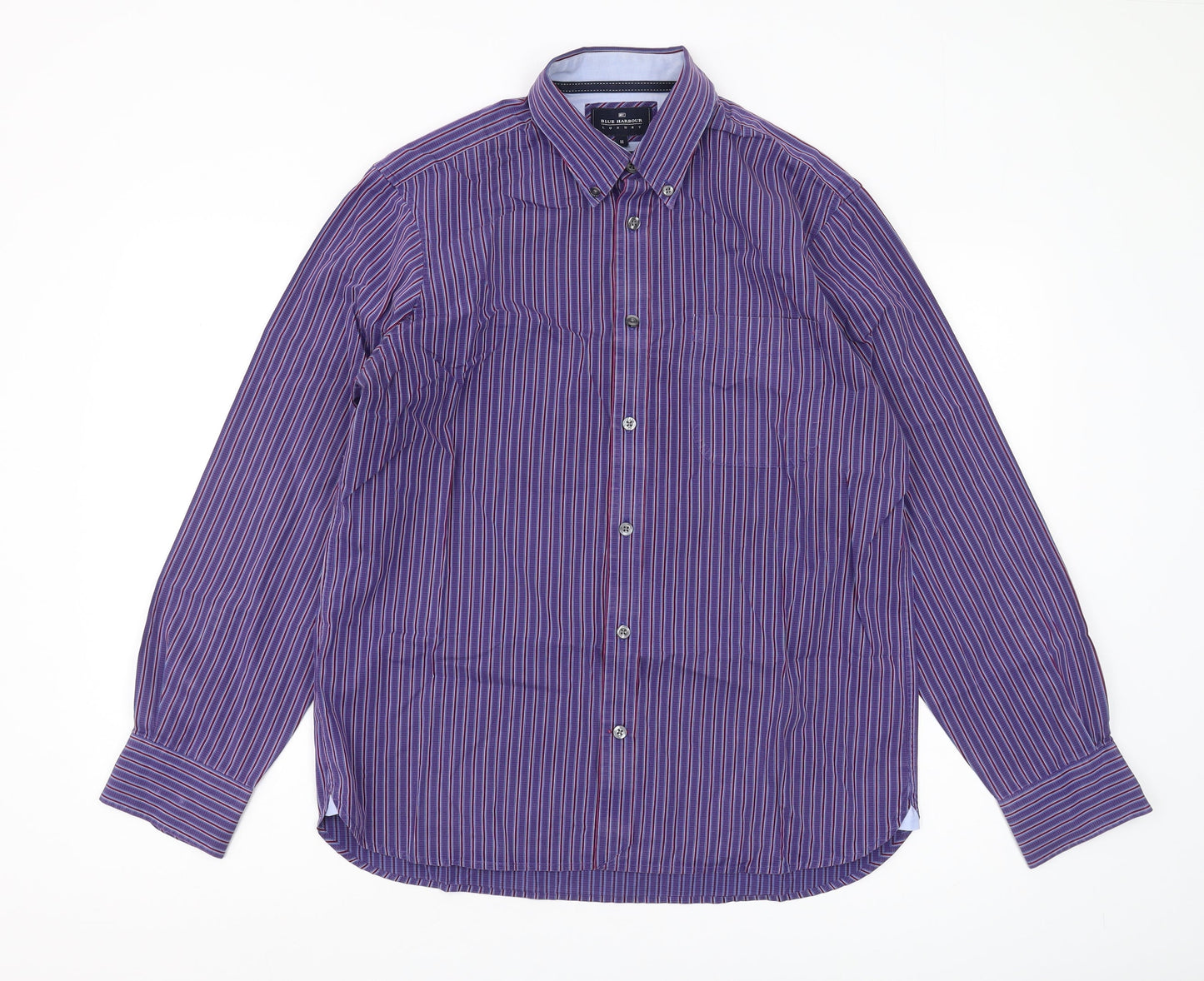 Marks and Spencer Men's Purple Striped Shirt M