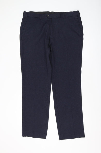 Next Men's Blue Regular Fit Trousers Size 38