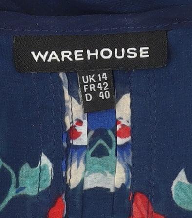 Warehouse Women's Multicoloured Floral Tunic Blouse Size 14