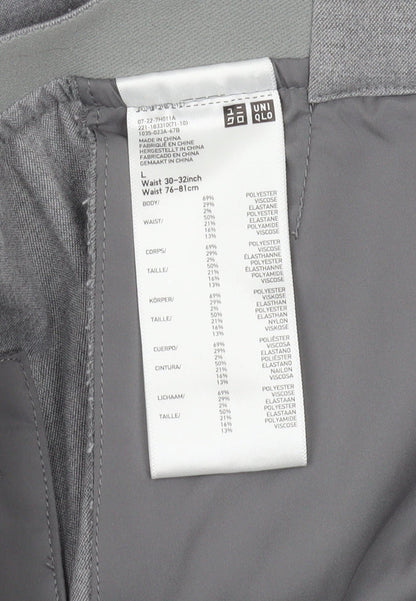 Uniqlo Women's Grey Trousers - Size L, Regular Fit