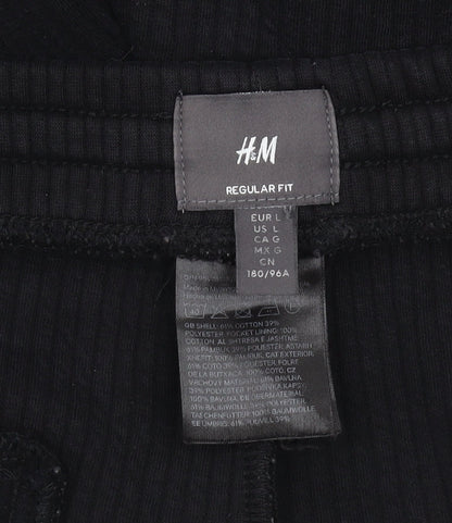 H&M Women's Black Regular Fit Trousers, Size L