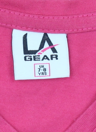 LA Gear Girls Pink V-Neck T-Shirt 7-8 Years