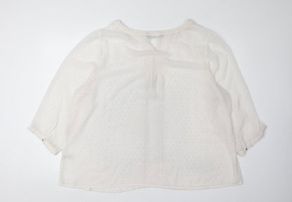 David Emanuel Women's Ivory Blouse, Size 24, Plus, Round Neck