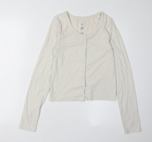 Gap Girls White Button-Up Top, Size 16-18, Lightweight, Casual
