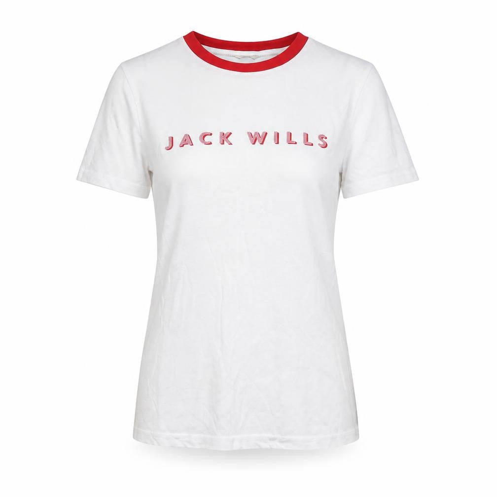 Jack Wills Women’s White Ringer T-Shirt Size 6