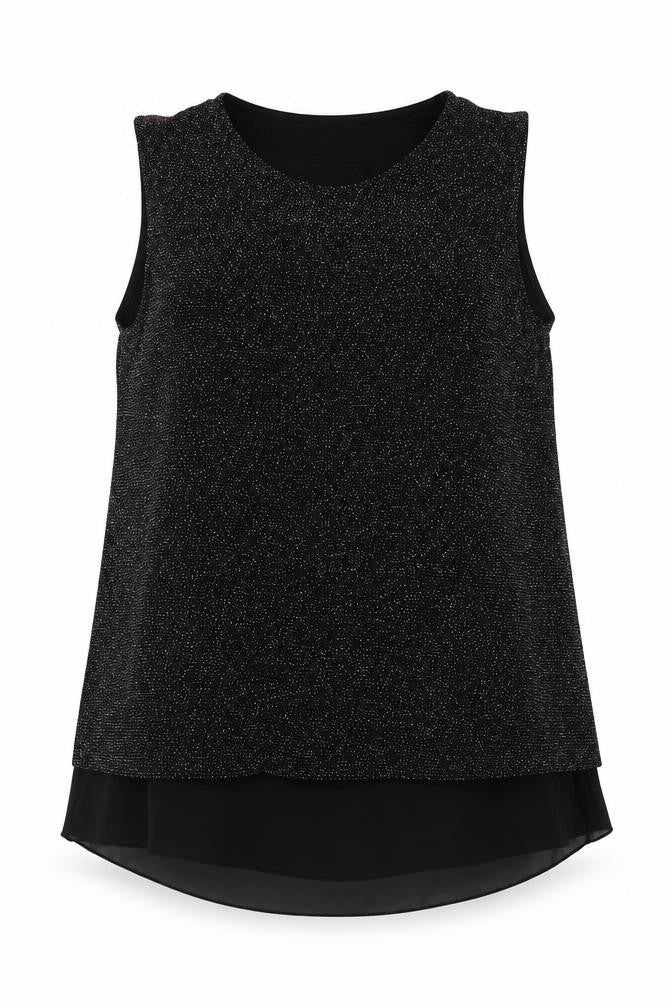 Quiz Women's Black Sparkle Tunic Blouse - Size 16