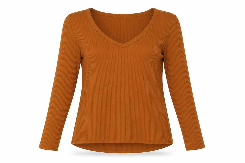 American Eagle Women's Brown V-Neck Knit T-Shirt - M