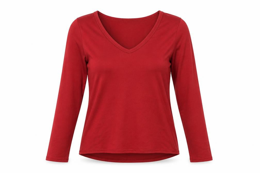 American Eagle Women's Red V-Neck T-Shirt M
