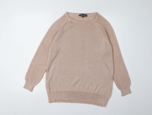 Sosandar Women's Beige Knit Crew Neck Jumper Medium