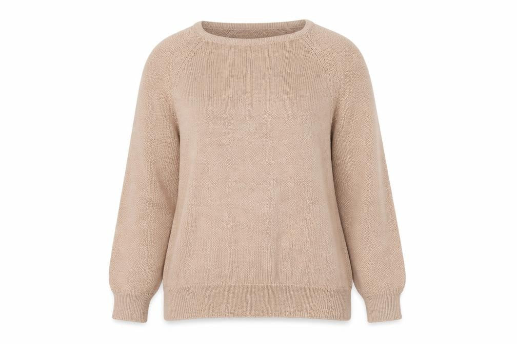 Sosandar Women's Beige Knit Crew Neck Jumper Medium