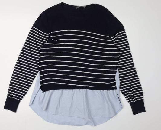 Oasis Women's Blue Striped Pullover Jumper L