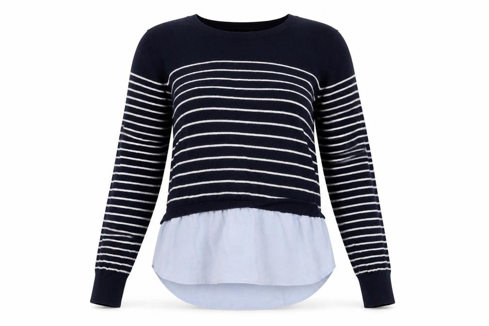 Oasis Women's Blue Striped Pullover Jumper L