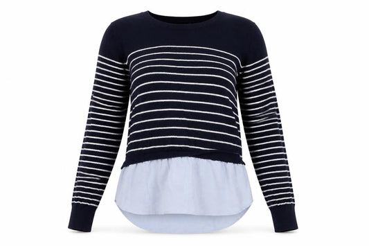 Oasis Women's Blue Striped Pullover Jumper L