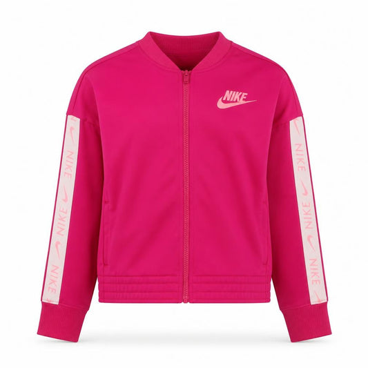 Front view of Nike girls’ pink full zip knit hoodie -, size M