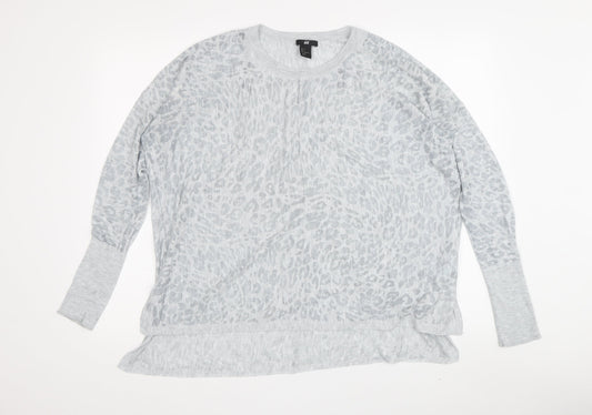 H&M Women's Grey Animal Print Long Sleeve Top Size S