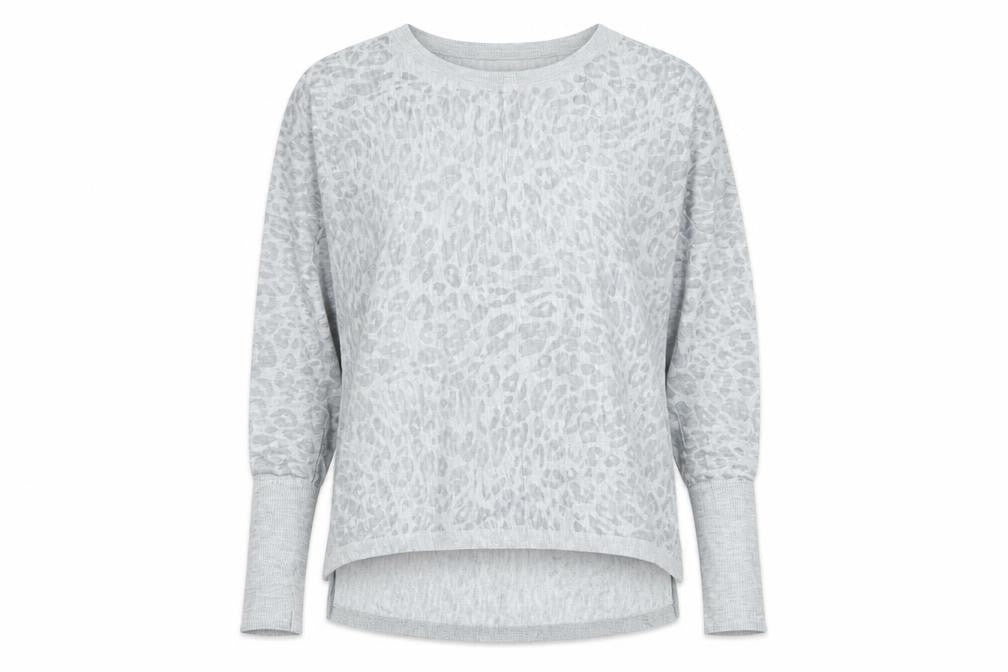 H&M Women's Grey Animal Print Long Sleeve Top Size S