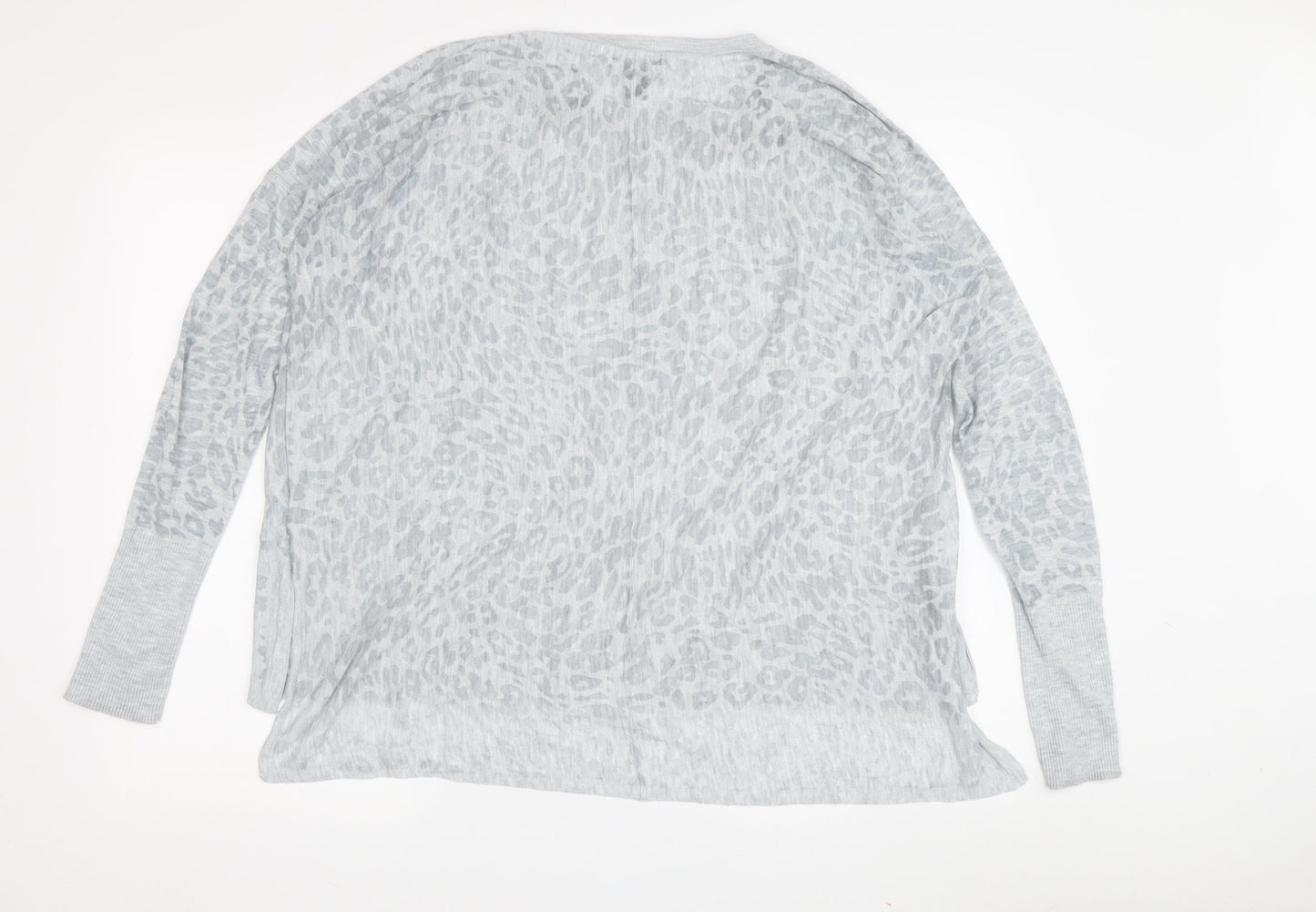 H&M Women's Grey Animal Print Long Sleeve Top Size S