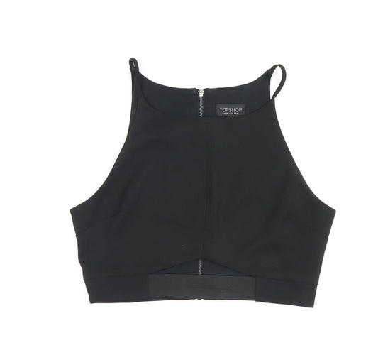 Topshop Women's Black Cropped Tank Top, Slim Fit, UK 10