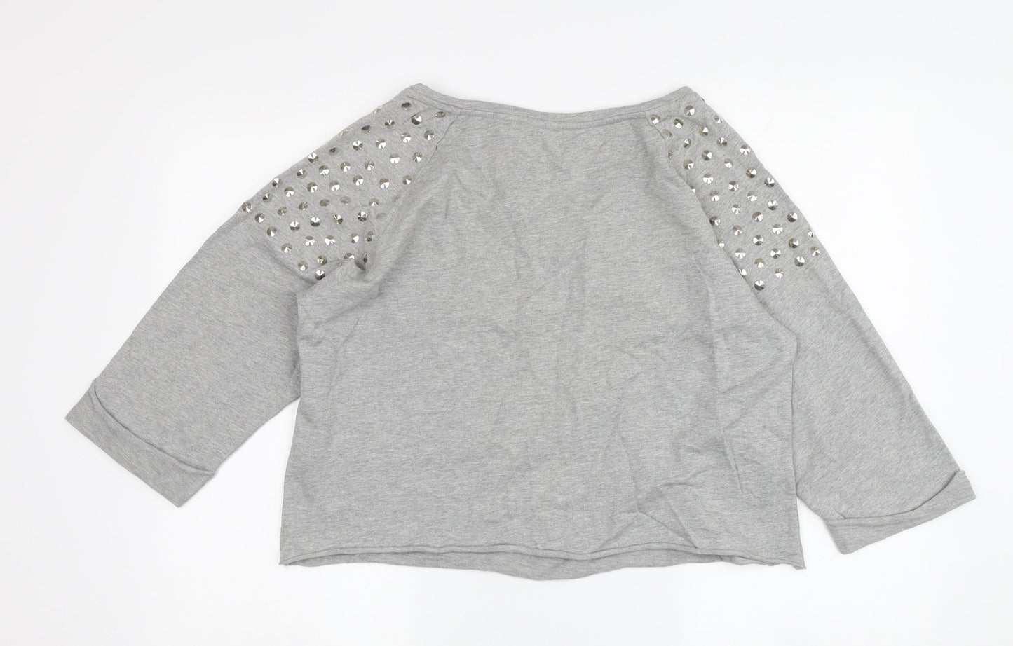 Topshop Women's Grey Cotton Studded Top Size 12