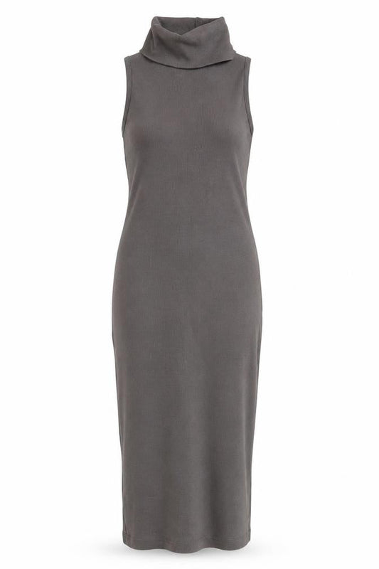 Zara Women's Grey Cowl Neck Sleeveless Midi Sheath Dress