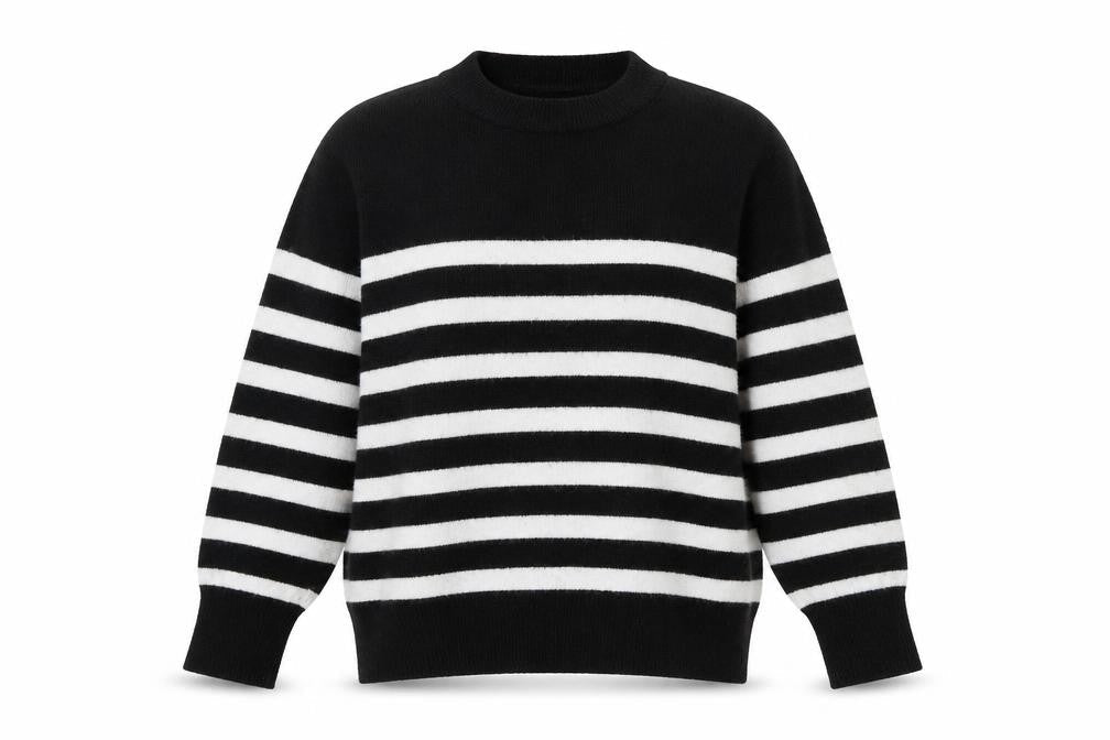 H&M Women's L Black Striped Pullover Jumper