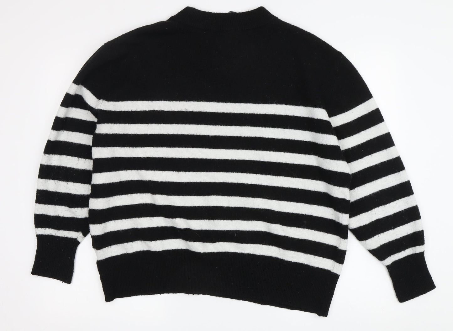 H&M Women's L Black Striped Pullover Jumper