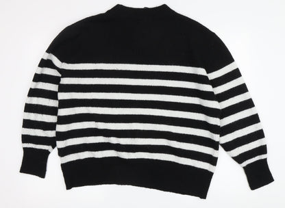 H&M Women's L Black Striped Pullover Jumper