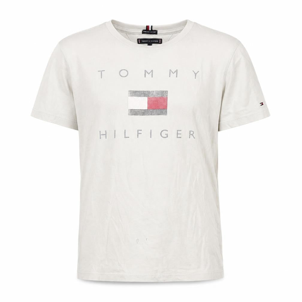 Tommy Hilfiger Boys White Logo T-Shirt 164 - Basic Crew Neck Short Sleeve