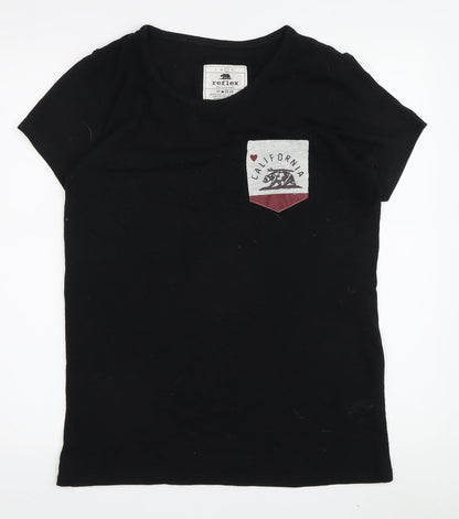 Reflex Womens Black Crew T-Shirt M California Theme