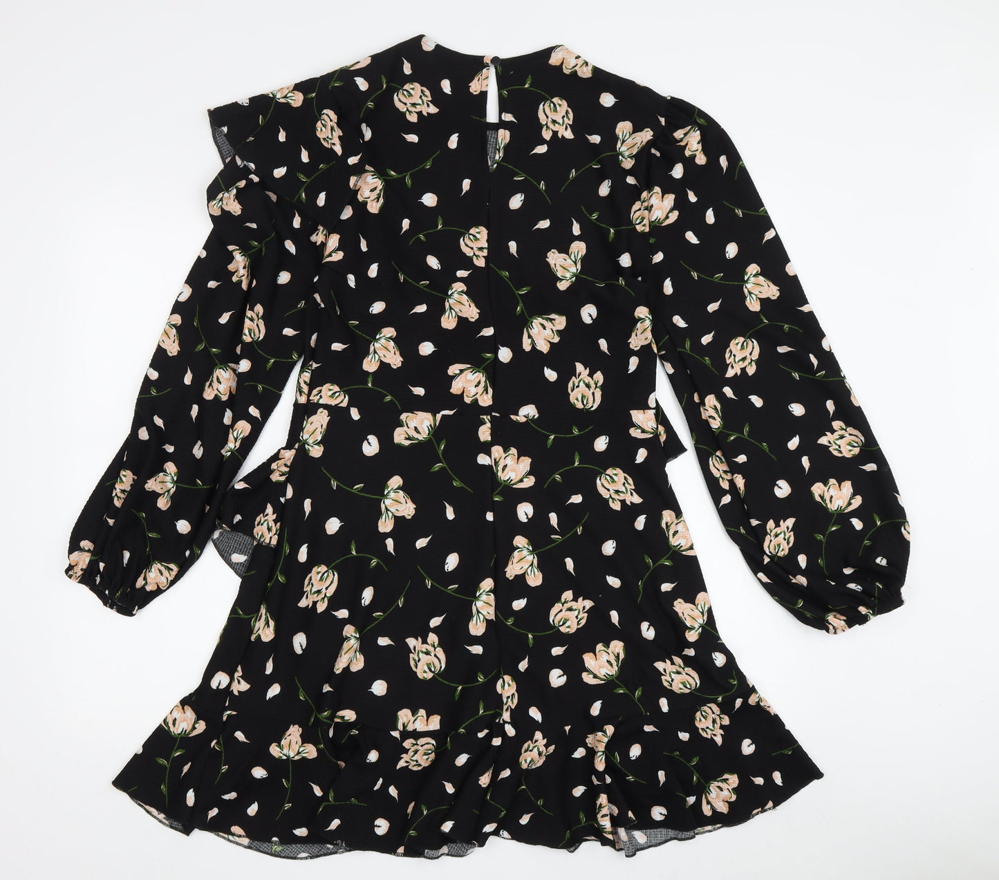 River Island Women's Black Floral Ruffle Dress - Size 12