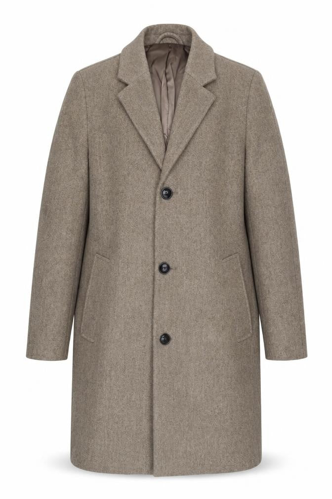 Topman Men's Beige Overcoat S Single-Breasted