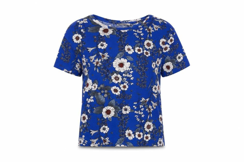 Zara Women’s Blue Floral T-Shirt Size 10