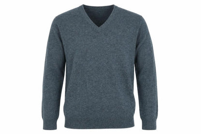 EWM Men's Blue Wool Pullover Jumper Size L V-Neck
