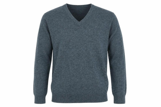EWM Men's Blue Wool Pullover Jumper Size L V-Neck