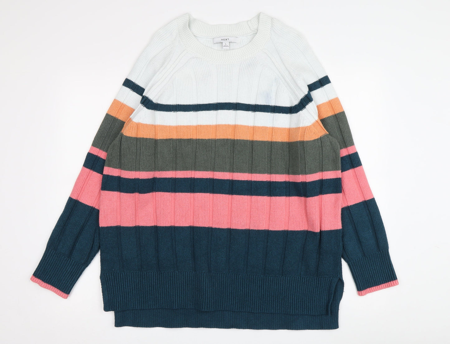 Next Women's Multicoloured Striped Pullover Jumper L