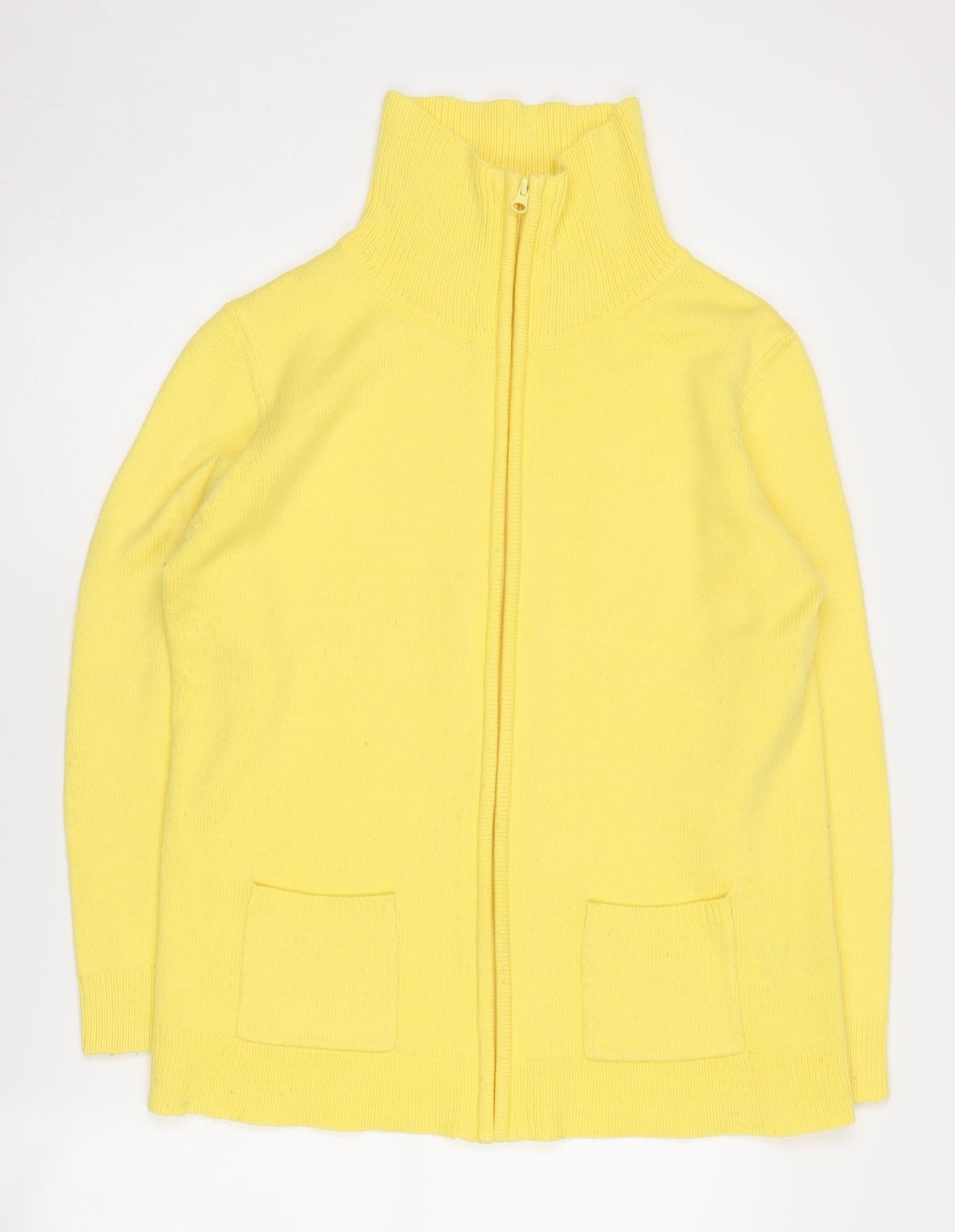Damart Women's Yellow Full Zip Acrylic Jumper M
