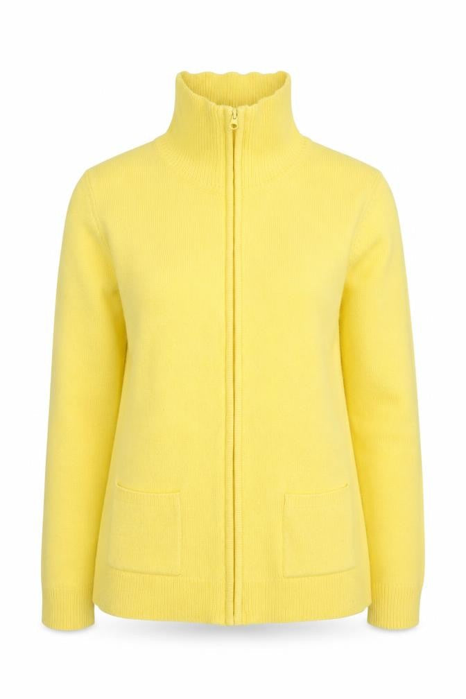Damart Women's Yellow Full Zip Acrylic Jumper M