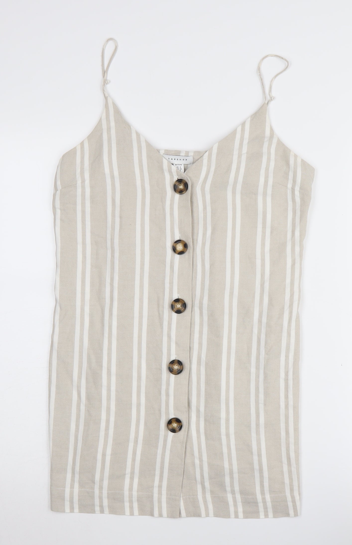 Topshop Beige Striped Camisole - UK Size 12 Petite