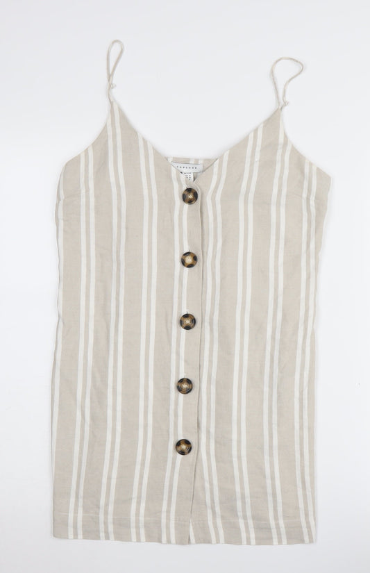 Topshop Beige Striped Camisole - UK Size 12 Petite