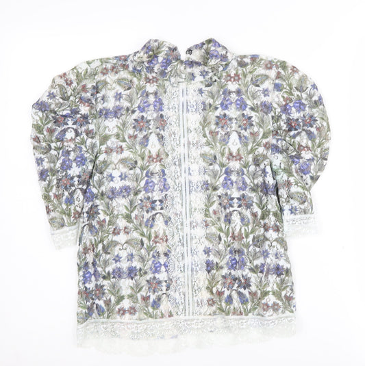 Topshop Women's Multicoloured Floral Crop Blouse Size 8