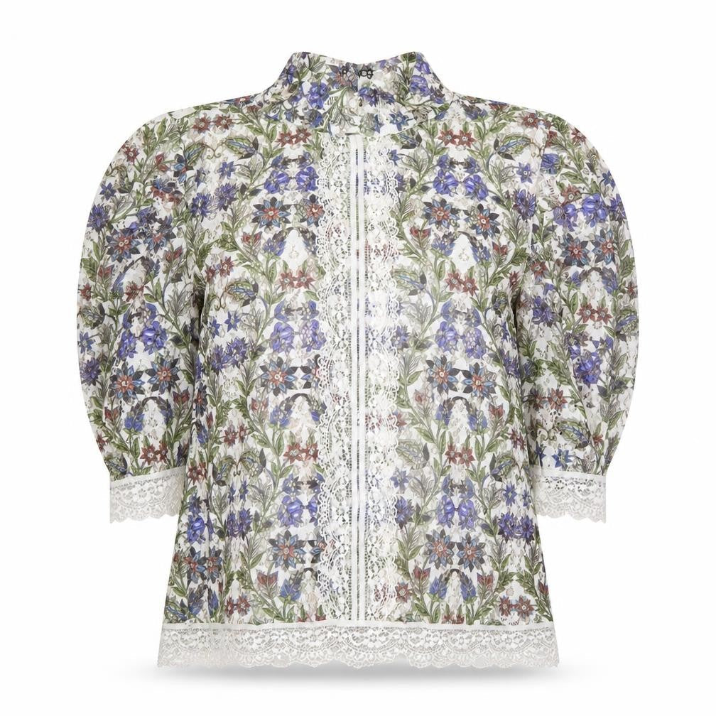 Topshop Women's Multicoloured Floral Crop Blouse Size 8