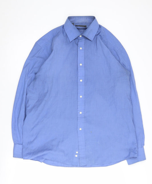 Daniel Hechter Men's Casual Blue Button-Up Shirt Size 16.5