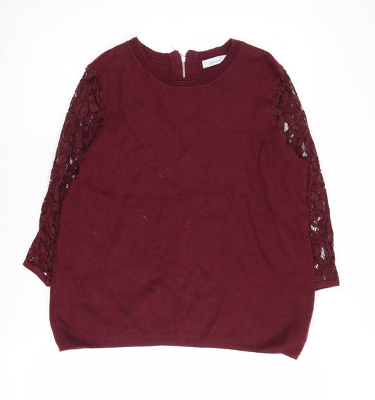 Marks and Spencer Women's Red Crew Neck Pullover Jumper