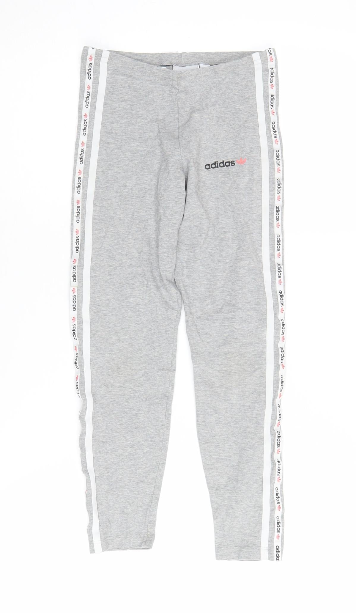 Additional front view of Adidas girls’ grey track pants 9-10 years