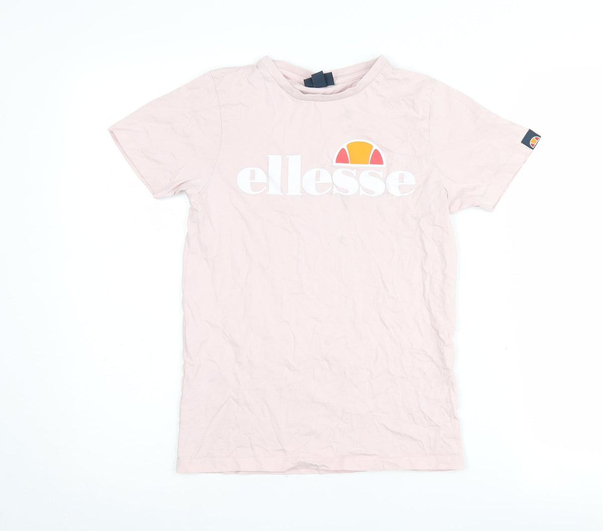 Additional front view of Ellesse girls’ pink t-shirt, size 8-9, years, logo accents