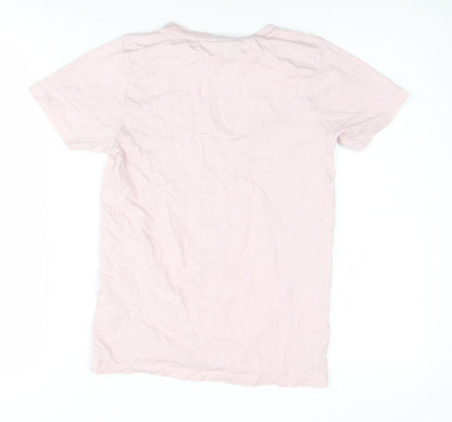 Back view of Ellesse girls’ pink t-shirt, size 8-9, years, logo accents
