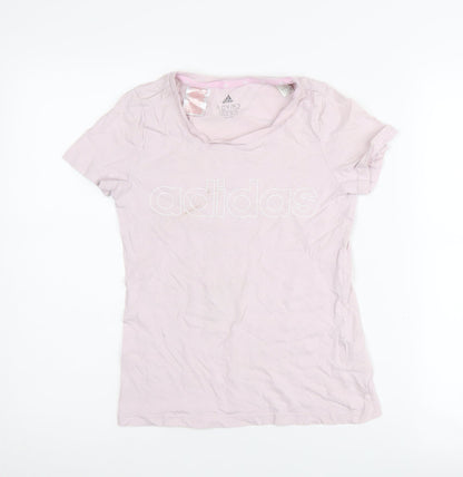 Additional front view of Adidas girls’ pink t-shirt 11-12 years basic logo tee
