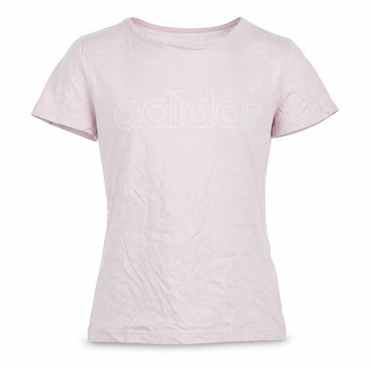 Front view of Adidas girls’ pink t-shirt 11-12 years basic logo tee