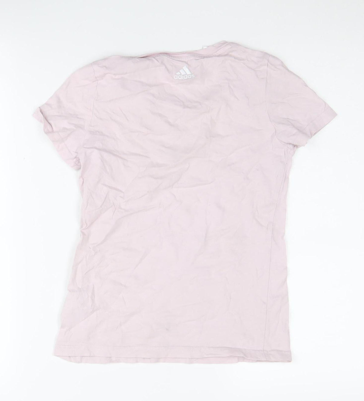 Back view of Adidas girls’ pink t-shirt 11-12 years basic logo tee