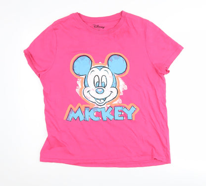 Preloved Disney Women's Pink Mickey Mouse T-Shirt Medium - Front
